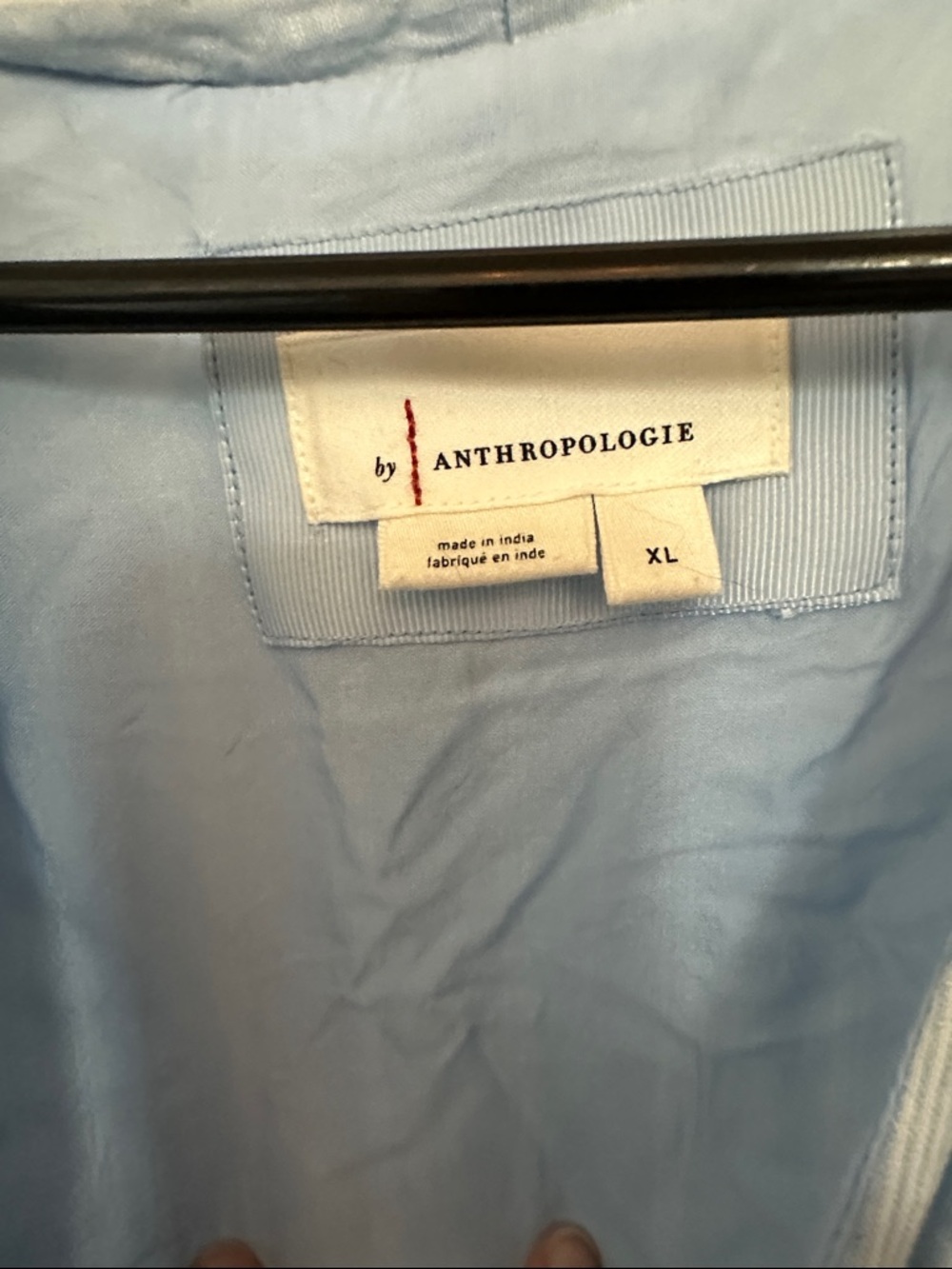 Anthropologie Light Blue Striped Midi Dress with Smocked Waist - Picture 3 of 5